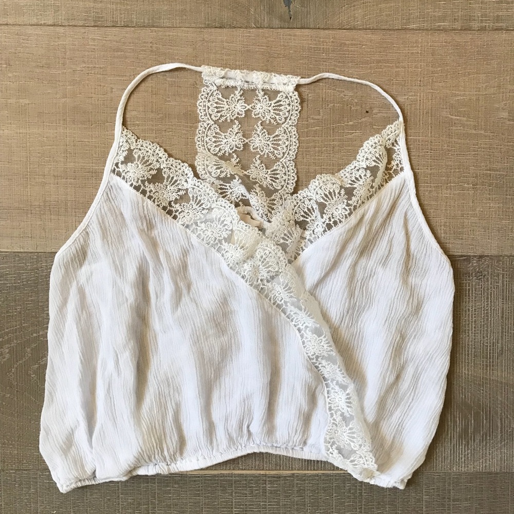 Wet Seal White Lace Cropped Top